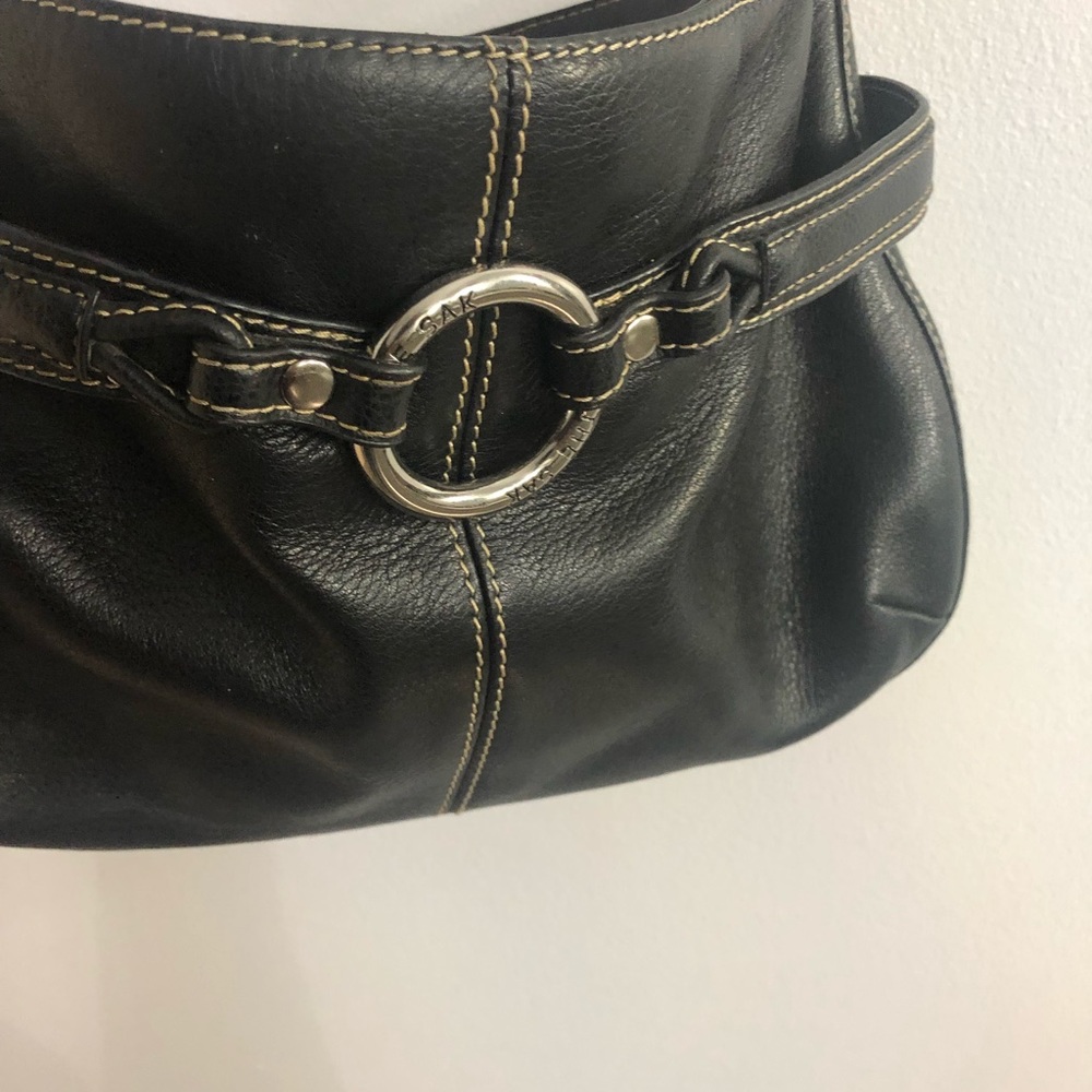 The Sake black leather purse